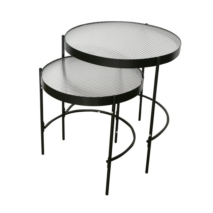 elevenpast Tables Elias Glass and Metal Nesting Table Black 1200340 6009552943104