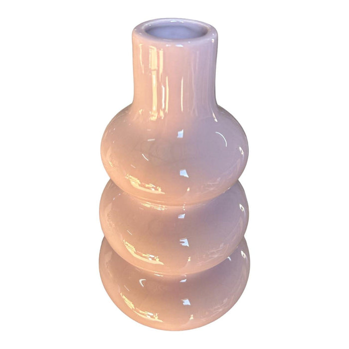 elevenpast Vases Pink Three Ring Ceramic Vase in Light Yellow | Pink 1422A