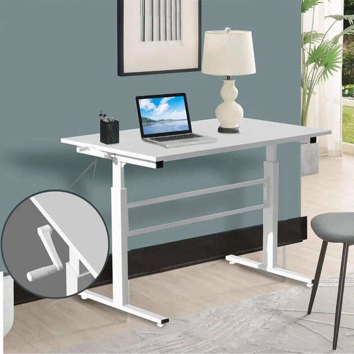 elevenpast Tables Randy Metal Adjustable Office Desk White 1600154 6009552943135