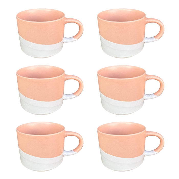 elevenpast Ceramic Split Colour Mug Set Of 6 Green | Blue | Pink | Coral