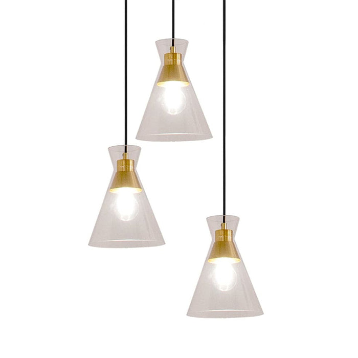 elevenpast Pendant Lights Cleopatra Trio Glass Pendant Light Brass 3E-KLCH-800/3P