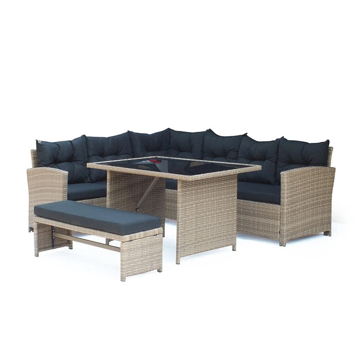 elevenpast sofa Natural and Black Santiago Outdoor Corner Lounge Patio Set 4000772 6009552946051