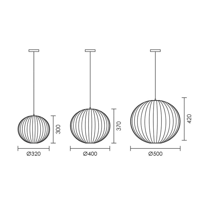 Spazio Pendant Round Silk Pendant Light 3 Sizes