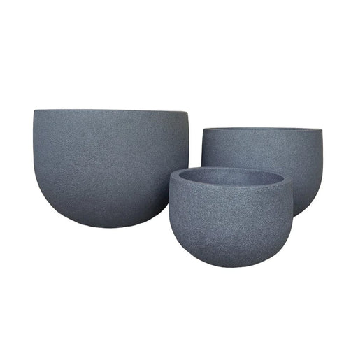 elevenpast Pots & Planters Rustic Round Japi Planter Charcoal