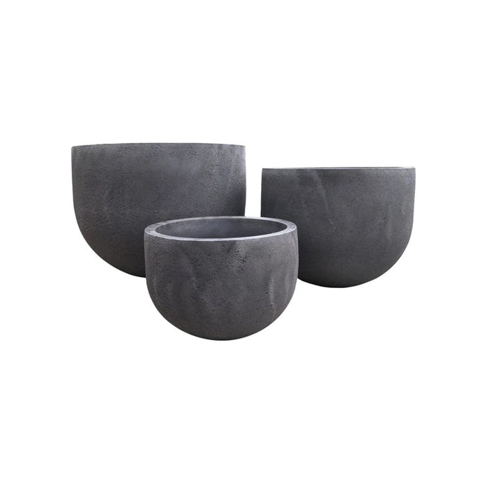 elevenpast Pots & Planters Rustic Round Japi Planter Black Slate