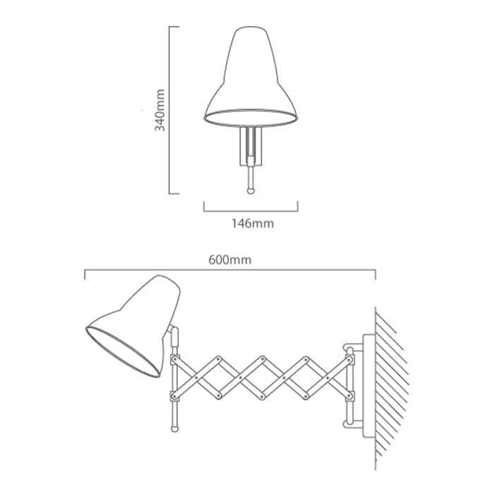 elevenpast Wall Light Cologne Expandable Metal Wall Light Black | White