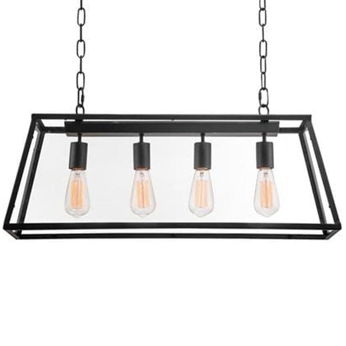 elevenpast Bastian 4 Light Pendant Rectangular Black and Clear Glass CA-KLCH-1105/4 633710852739