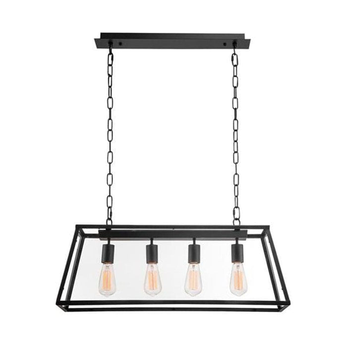 elevenpast Bastian 4 Light Pendant Rectangular Black and Clear Glass CA-KLCH-1105/4 633710852739