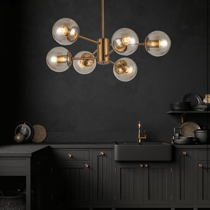 elevenpast Chandelier Staggered Glass Ball 6 Light Chandelier Gold CH534/6 GOLD 6007226080360