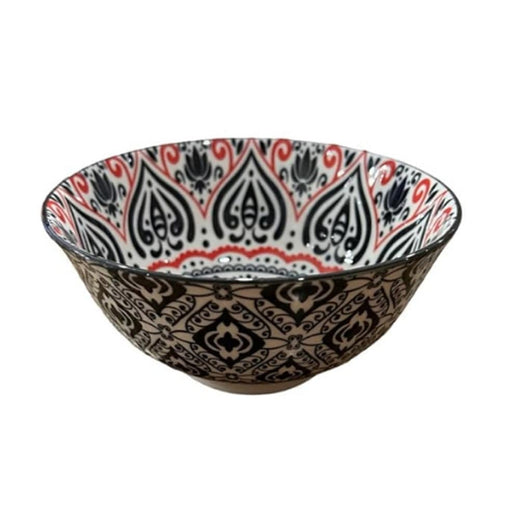 elevenpast Bowls Black & Red Ceramic Eastern Bowl Set Of 6 | 5 Styles EASTB001P