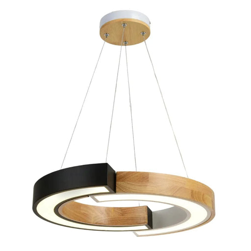 elevenpast Pendant Lights Ron Wood and Metal LED Pendant Light Black and Natural ELR-2026-WB