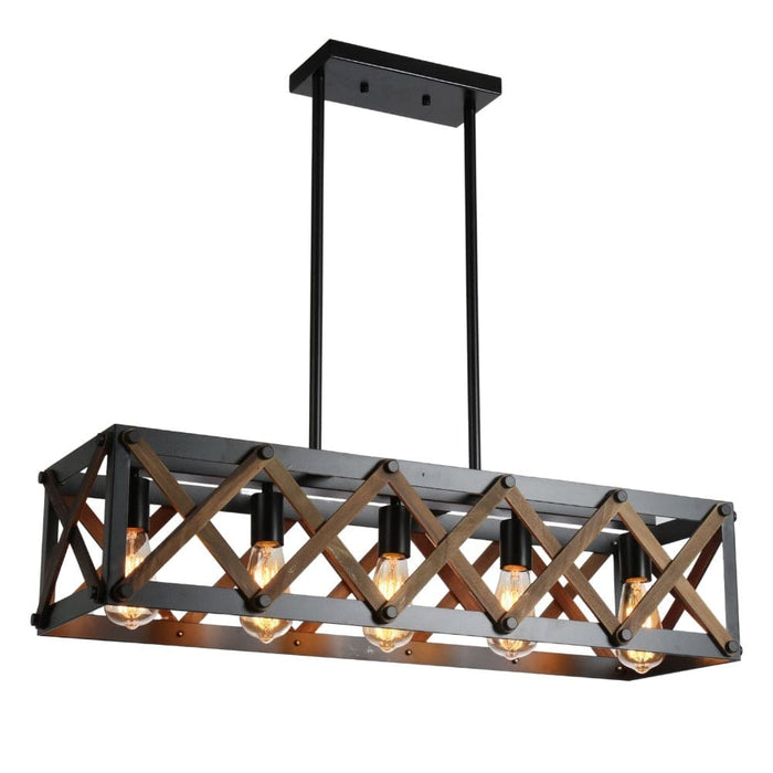 elevenpast Chandeliers Roarke Wood and Metal Chandelier Light Dark Brown ELR-2054-WB