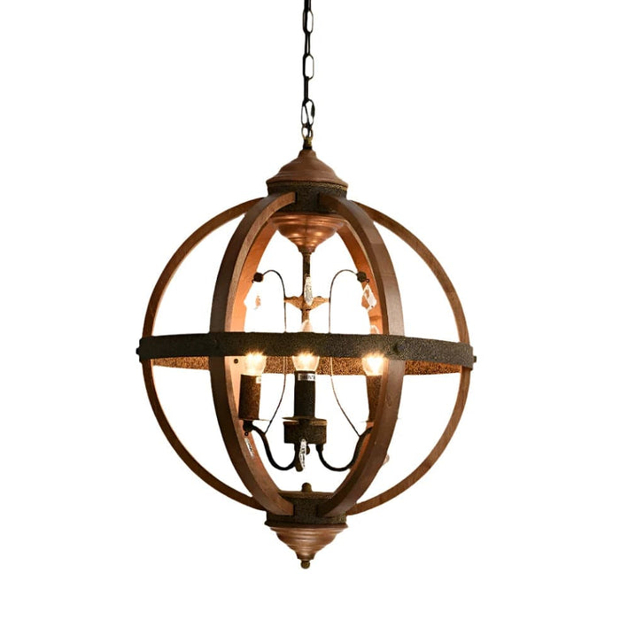 elevenpast Chandelier Pendulum Metal & Wood Chandelier ELR-4037-WB