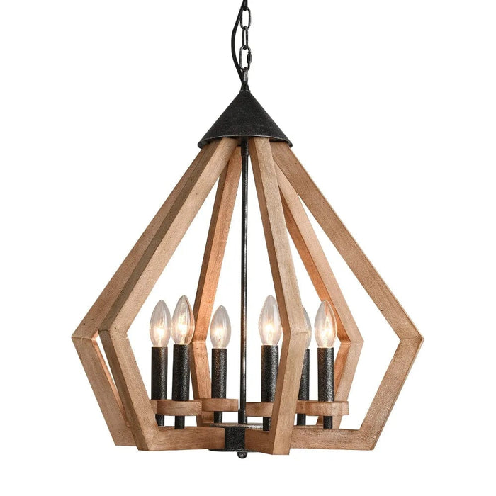 elevenpast Chandelier Prism Wooden Chandelier 6 Light ELR-4061-BSW