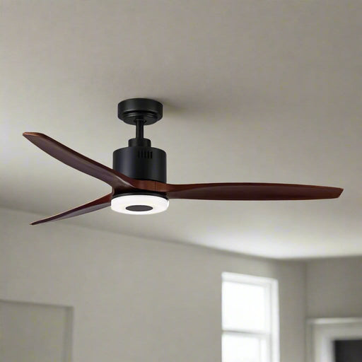 elevenpast Ceiling Fans Three Blade Fan with LED Light | Black and Natural FCF044 BK/WOOD 6007226066975