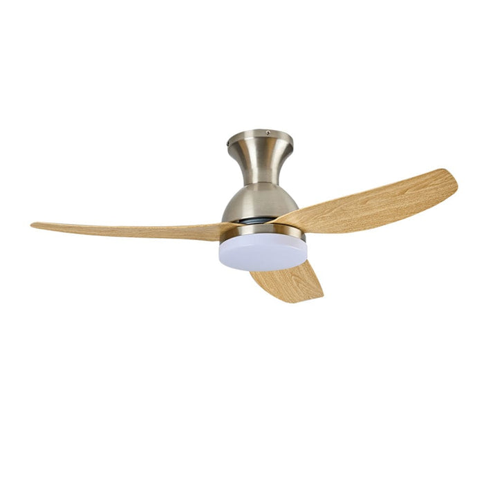 elevenpast Ceiling Fans Satin Chrome and Natural Dorothy Metal Ceiling Fan with LED Light FCF100 SATIN 6007226087192