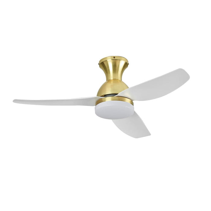 elevenpast Ceiling Fans Antique Brass and White Dorothy Metal Ceiling Fan with LED Light FCF101 BRASS 6007226087208