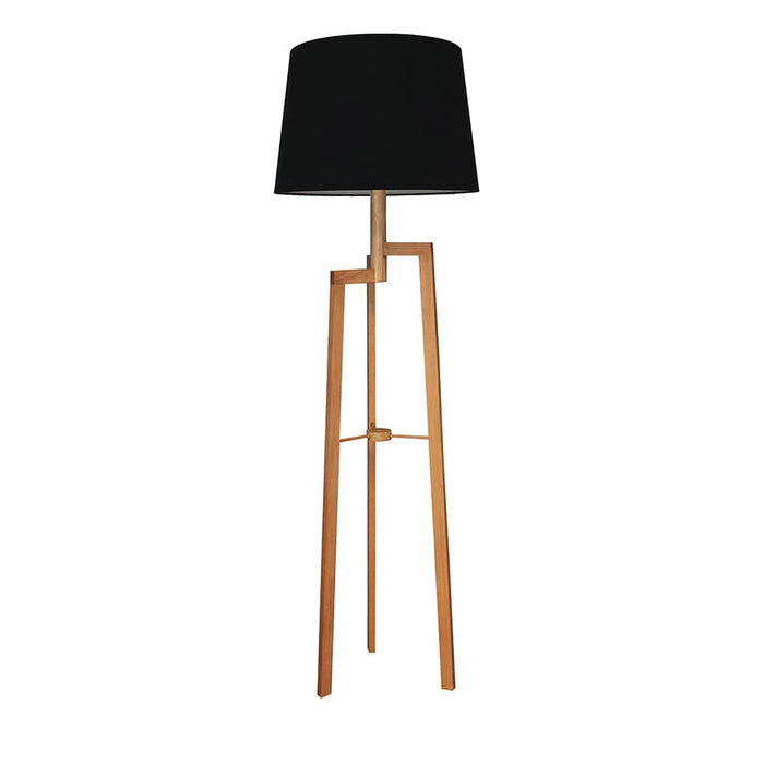 elevenpast Floor lamp Jaggered Wood and Fabric Floor Lamp Black FLWD0026-B