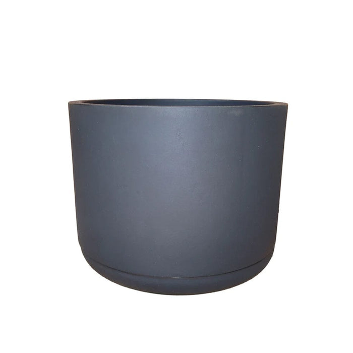 elevenpast Pots & Planters Large Match Cylinder Japi Planter with Saucer Black JCMC57E