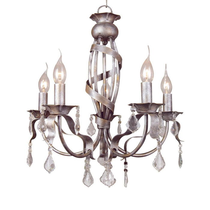 elevenpast Chandeliers Spiro Metal and Crystal Chandelier Light Antique SIlver KAV9003/5P