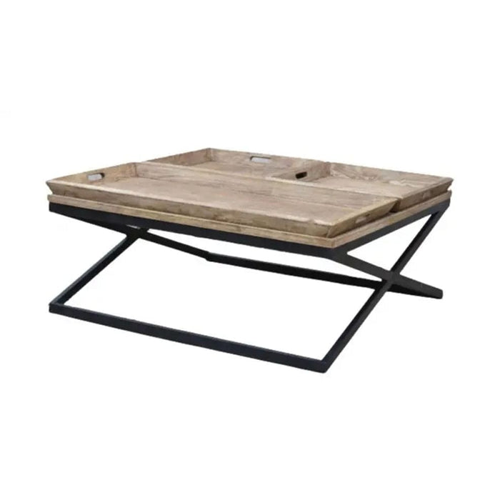 elevenpast Tables Rustic Wooden and Metal Triside Table KHM570