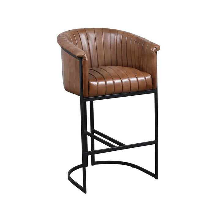 elevenpast Chairs Round Buffalo Leather Bar Chair KV037B