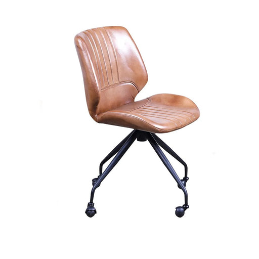 elevenpast Chairs Tan Buffalo Leather Glide Office Chair KV182W