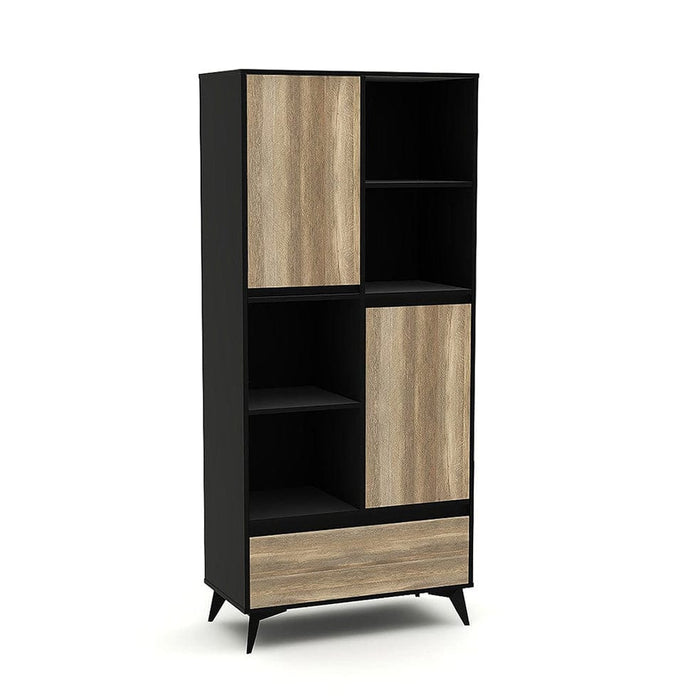 elevenpast Entertainment Centers & TV Stands Lisbon Display Cabinet Black with Oak Melamine LISBON/L19