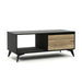 elevenpast Entertainment Centers & TV Stands 1 Drawer with Open Shelve Lisbon Cofee Table Black with Oak Melamine LISBON/L8