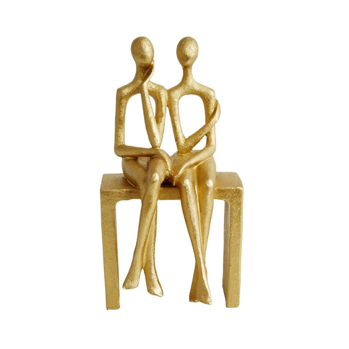 elevenpast Decor Two On A Bench Resin Figure Gold LY223331