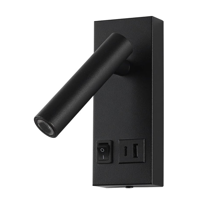 elevenpast Wall Light Black LED Reading Light with charging Port Black | White MB-200/BL