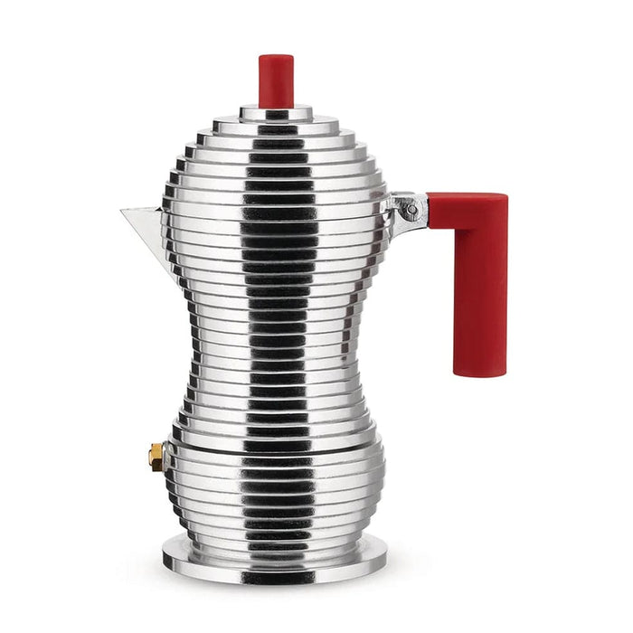 elevenpast Chrome & Red Alessi Pulcina Espresso Coffee Maker | 3 Colours MDL02/1 R 8003299388110