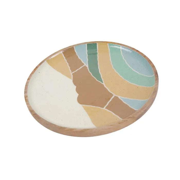 elevenpast plate Wave Pattern Round Decorative Wooden Plate NFE016