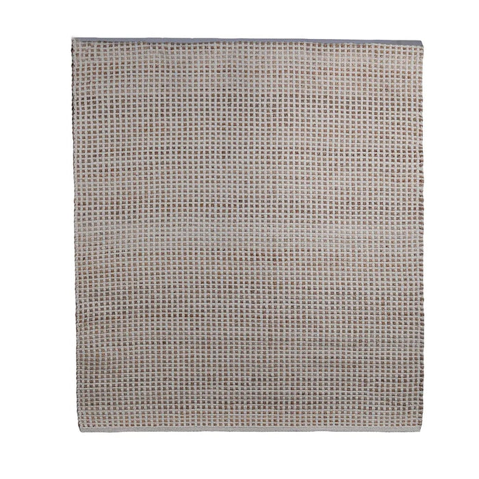 elevenpast Rugs Checkered Jute Wool Carpet Beige Ivory NH46C