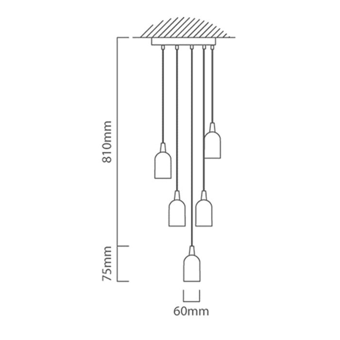 elevenpast Pendant Silvares 5 Light Metal Pendant Concrete Grey P1006 9002759955243