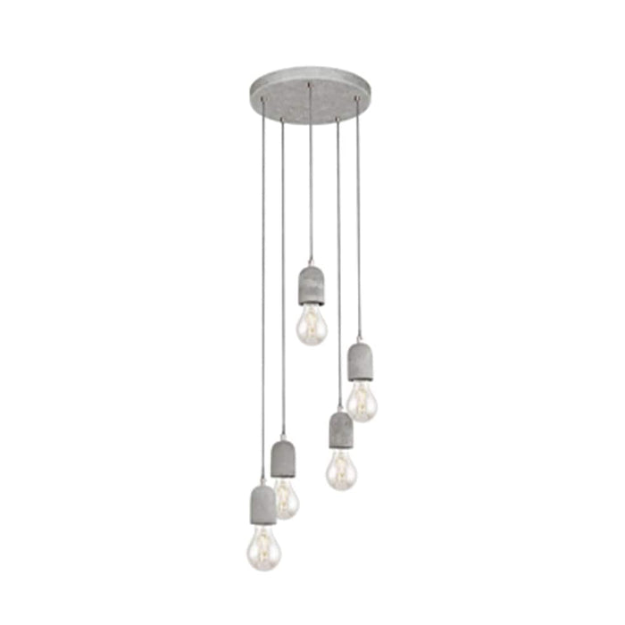 elevenpast Pendant Silvares 5 Light Metal Pendant Concrete Grey P1006 9002759955243