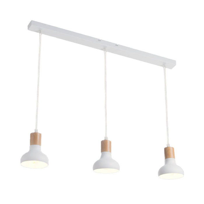 elevenpast Pendant Lights Ashleigh Metal and Wood Pendant Light White PEN646/3 WHITE 6007226071320