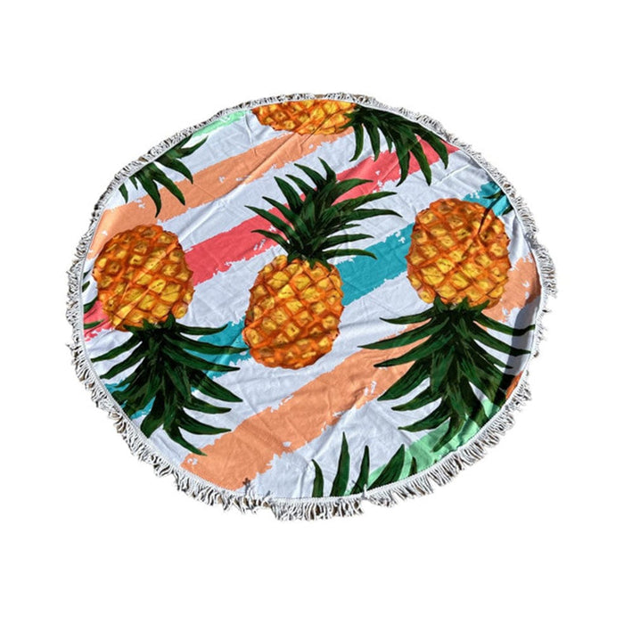 elevenpast towel Pineapples and Stripes Round Beach Towel RBEACH1B