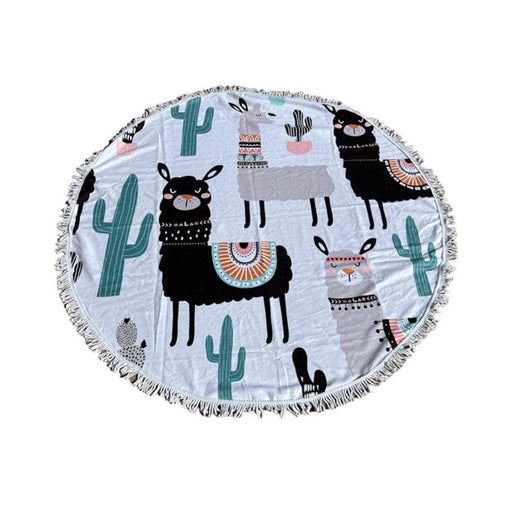 elevenpast towel Llamas and Cactuses Round Beach Towel RBEACH1E