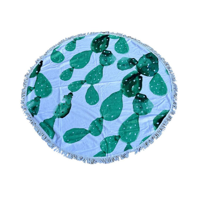 elevenpast towel Green Cactuses Round Beach Towel RBEACH1G