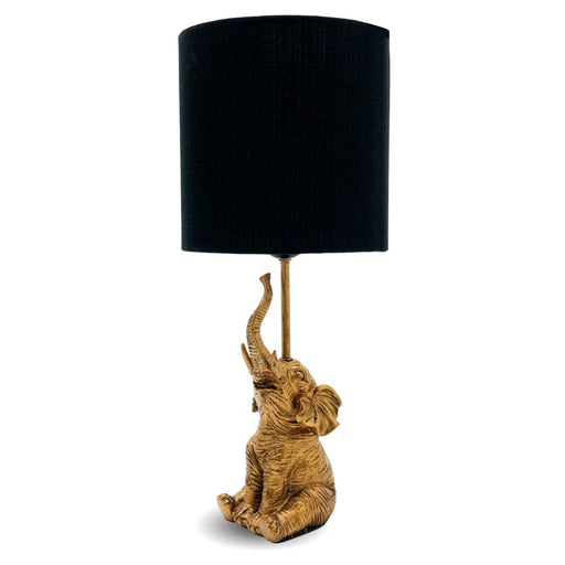 elevenpast Ellie Elephant Table Lamp Gold with Black Shade RG10354BS