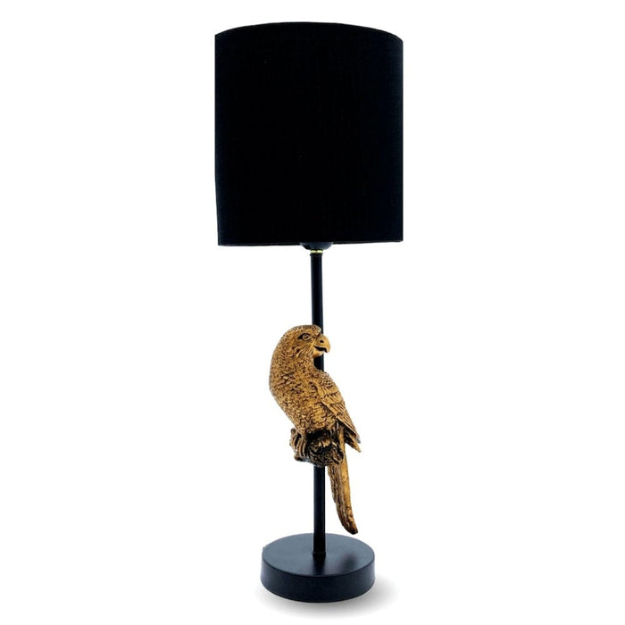 elevenpast Table Lamp Polly Parrot Table Lamp Gold with Black Shade RG10357