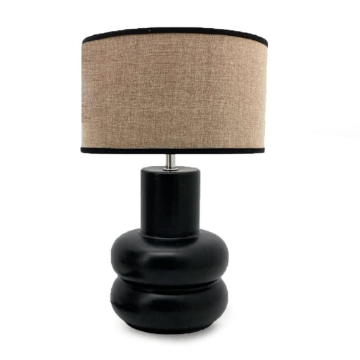 elevenpast Table Lamp Anna Ceramic Table Lamp Black and Hessian RG10397 + SHADE