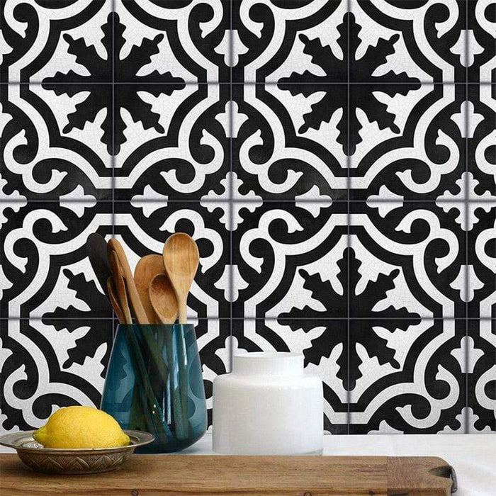 elevenpast Black / 15cm x 15cm Laurana Black Wall Tile Stickers - Pack of 12/20 RSWST25