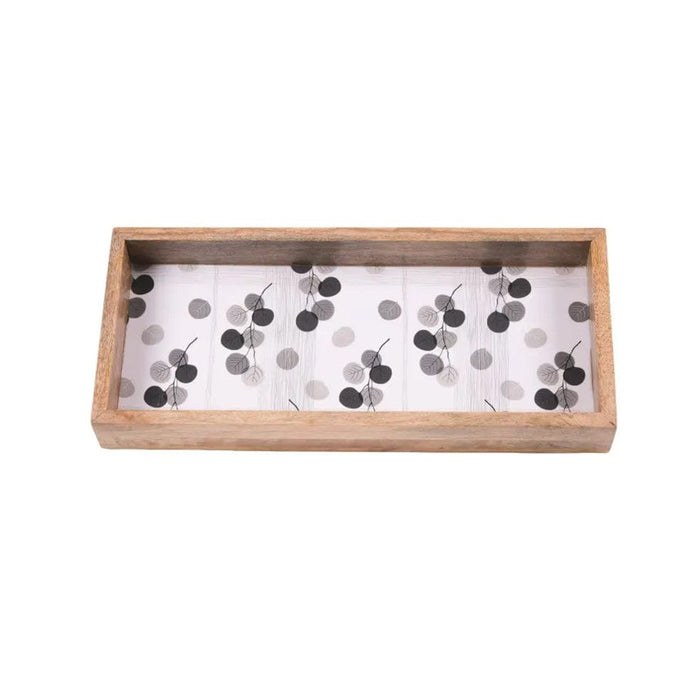 elevenpast Tray Black Leaves Rectangular Wooden Decorative Tray SFT010