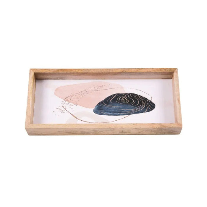 elevenpast Tray Navy and Pink Abstract Rectangular Wooden Decorative Tray SFT011