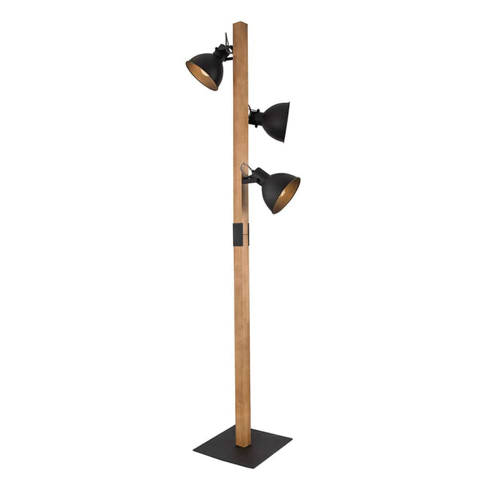 elevenpast Floor lamp Three Light Floor Lamp | Black and Natural SL413 BLACK 6007226084009