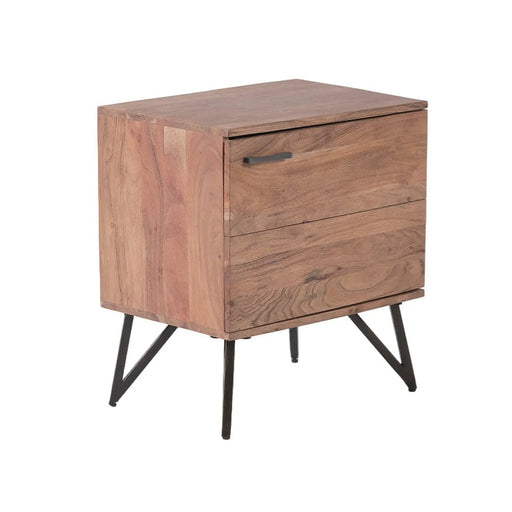 elevenpast Bedside Pedestal Modern Wood and Metal Bedside Table SNK182