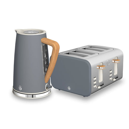 Swan Swan Nordic Polished Stainless Steel Cordless Kettle & 4 Slice Toaster SNR4P 6005587012600