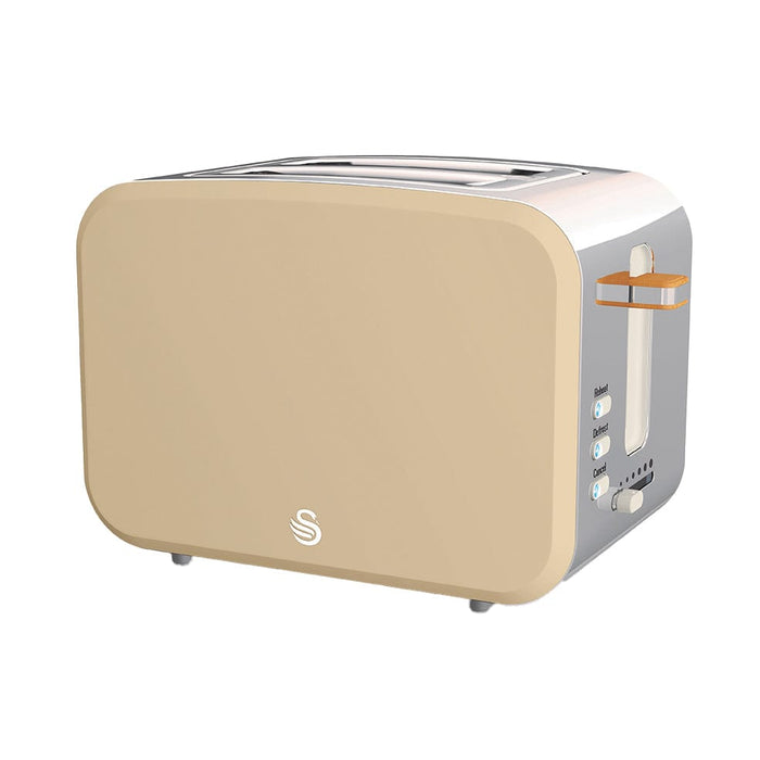 elevenpast Toaster Oatmeal Swan Nordic 2 Slice Toaster Fuchsia Rose | Oatmeal SNT2O 6005587013959